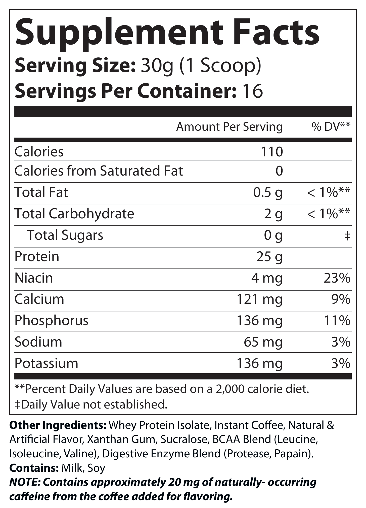 100% Isolate Whey Protein – Cappuccino