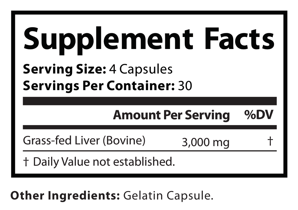 Grass-Fed Desiccated Beef Liver – 3,000mg