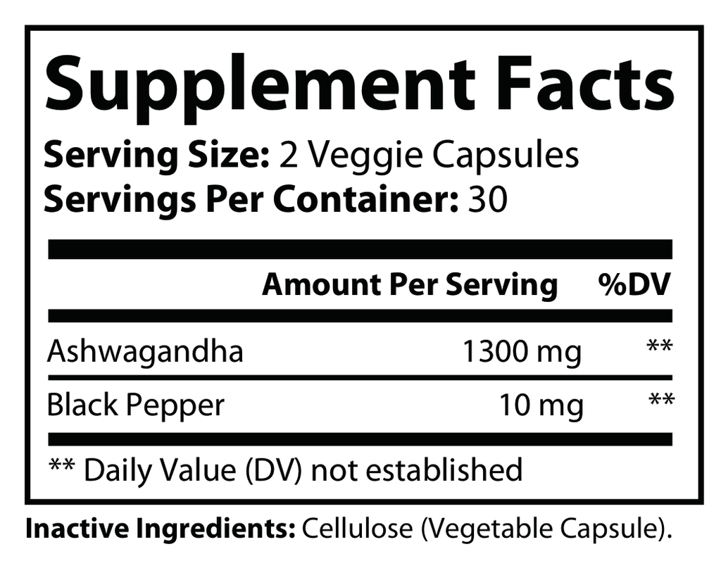 Ashwagandha with Black Pepper - 1,300mg