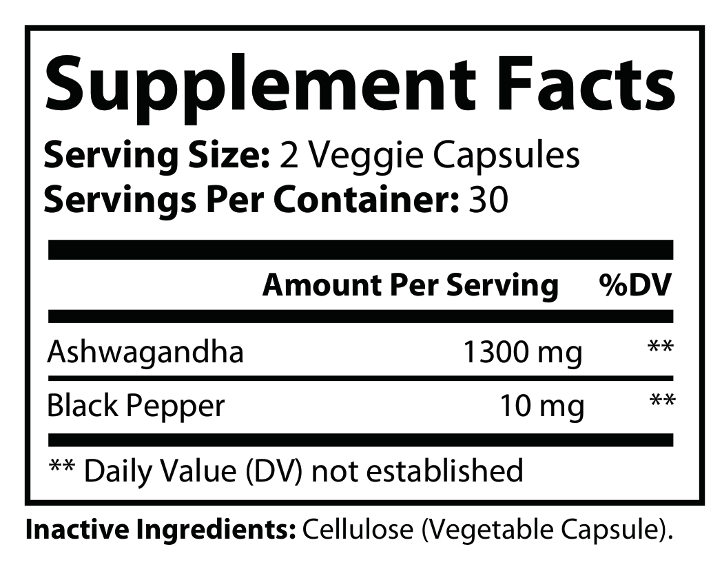 Ashwagandha with Black Pepper - 1,300mg