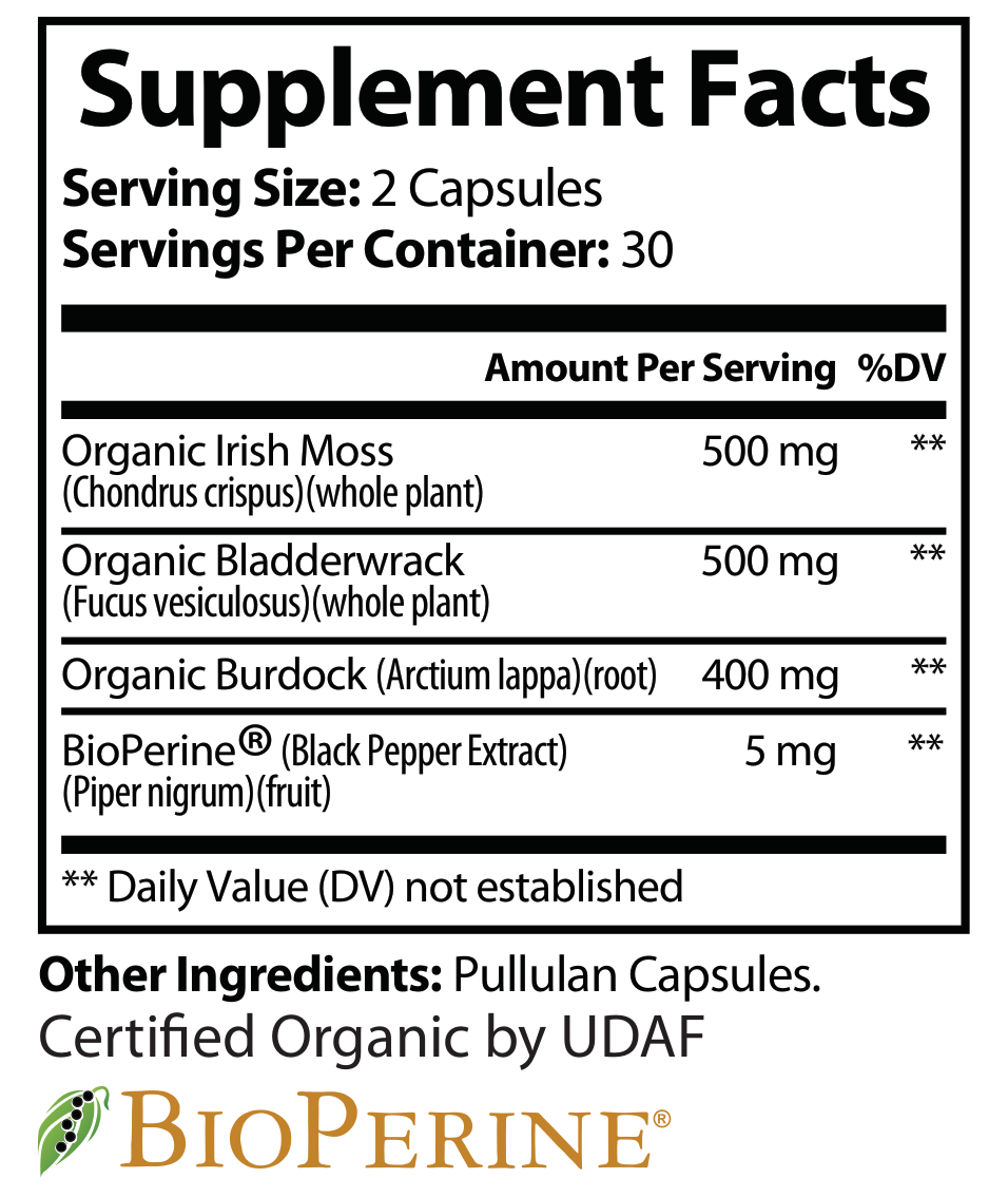 Sea Moss with Organic Irish Moss, Bladderwrack & Burdock